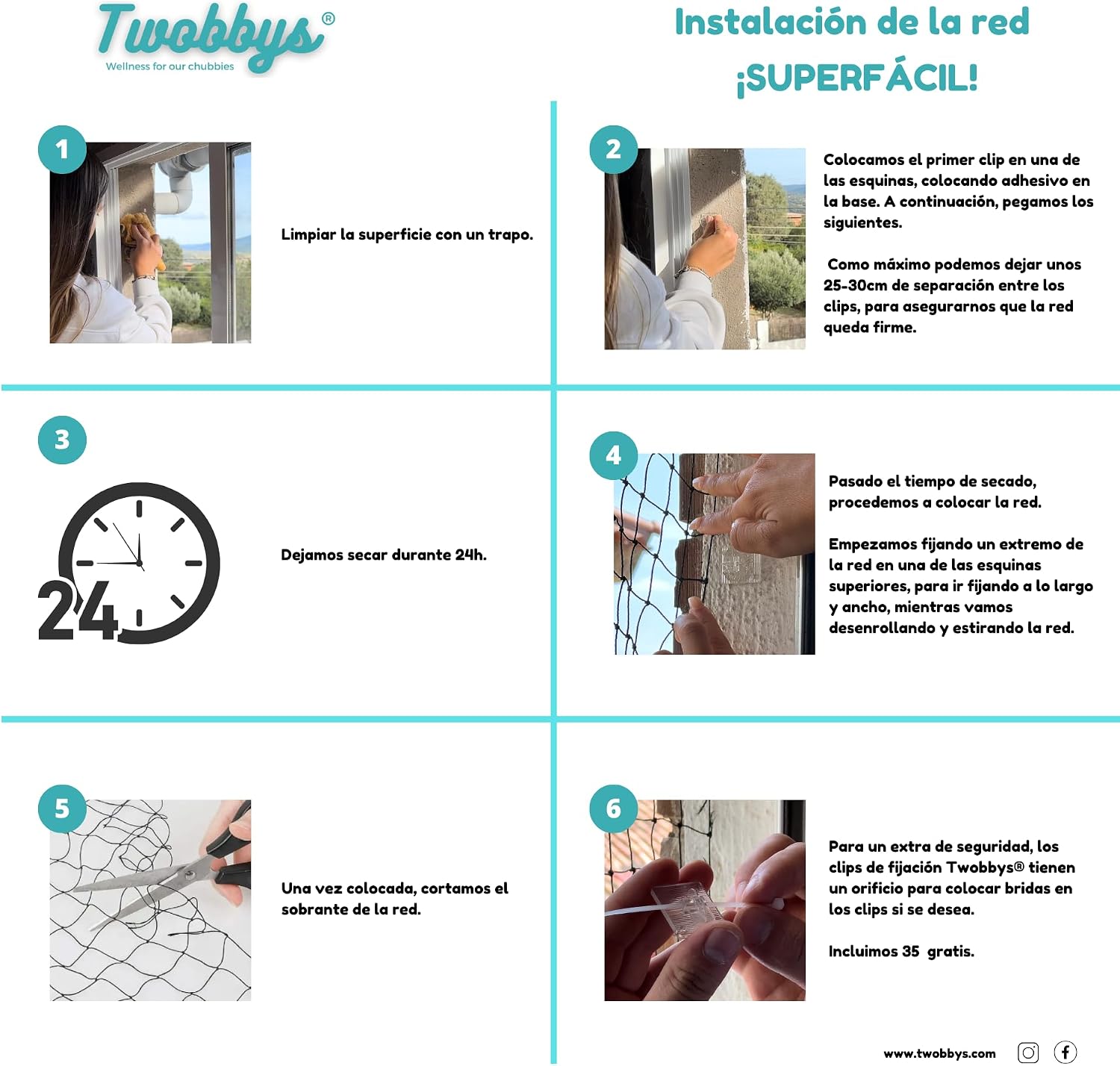 Pack de Fijación Red Sin Taladros | 75 Ganchos para Red + Adhesivo Extrafuerte 120ml + Bridas | Kit para Red Gatos Terraza | Montaje Fácil | Anti UV | Red Gatos Balcon, Terraza y Ventanas