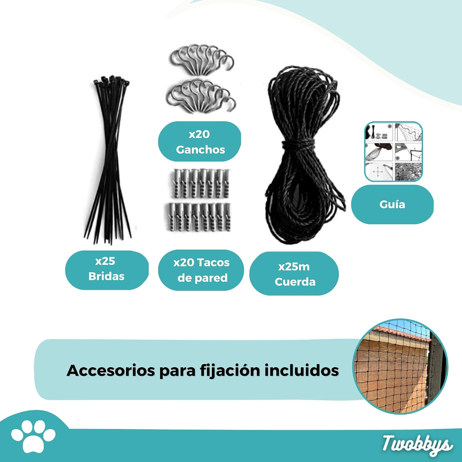 Red para Gatos Reforzada con Alambre | Especial Antimordidas | 4x3m Recortable | Red Gatos Terraza, Balcón y Ventana con Kit de Fijación Incluído | Negro | Red Gatos Reforzada | Malla Gatos